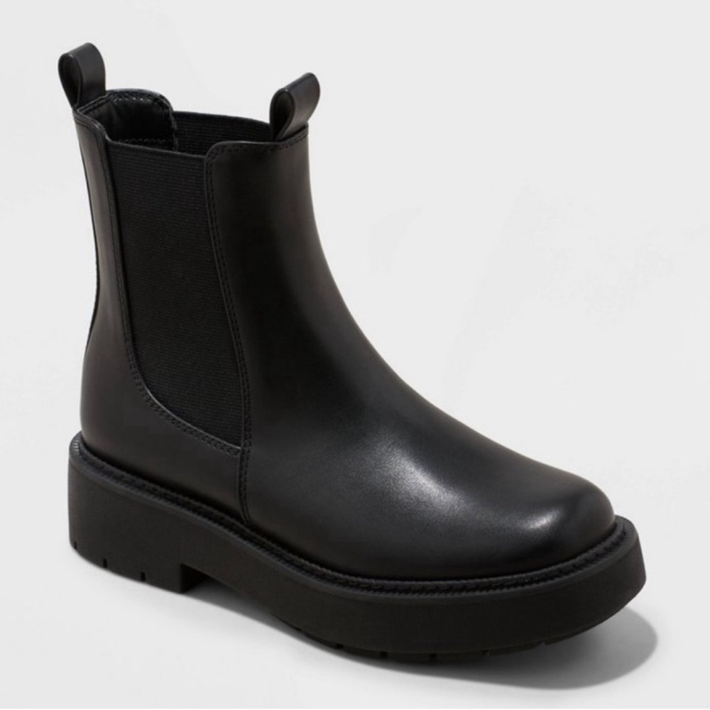 NWOT A New Day - A New Day Women's Faux Leather Ankle Chelsea Boots Black
